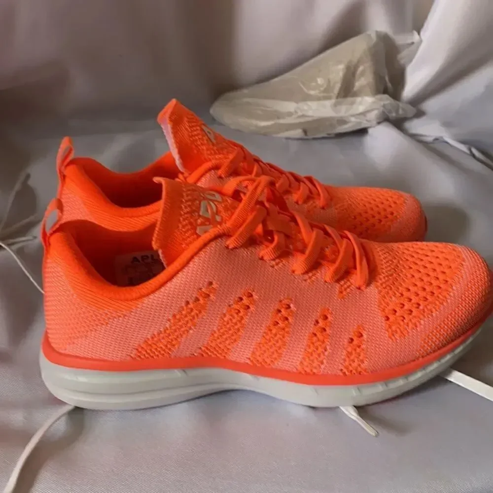 APL TECHLOOM PRO KNIT RUNNING SNEAKERS NEW NEON ORANGE 7.5